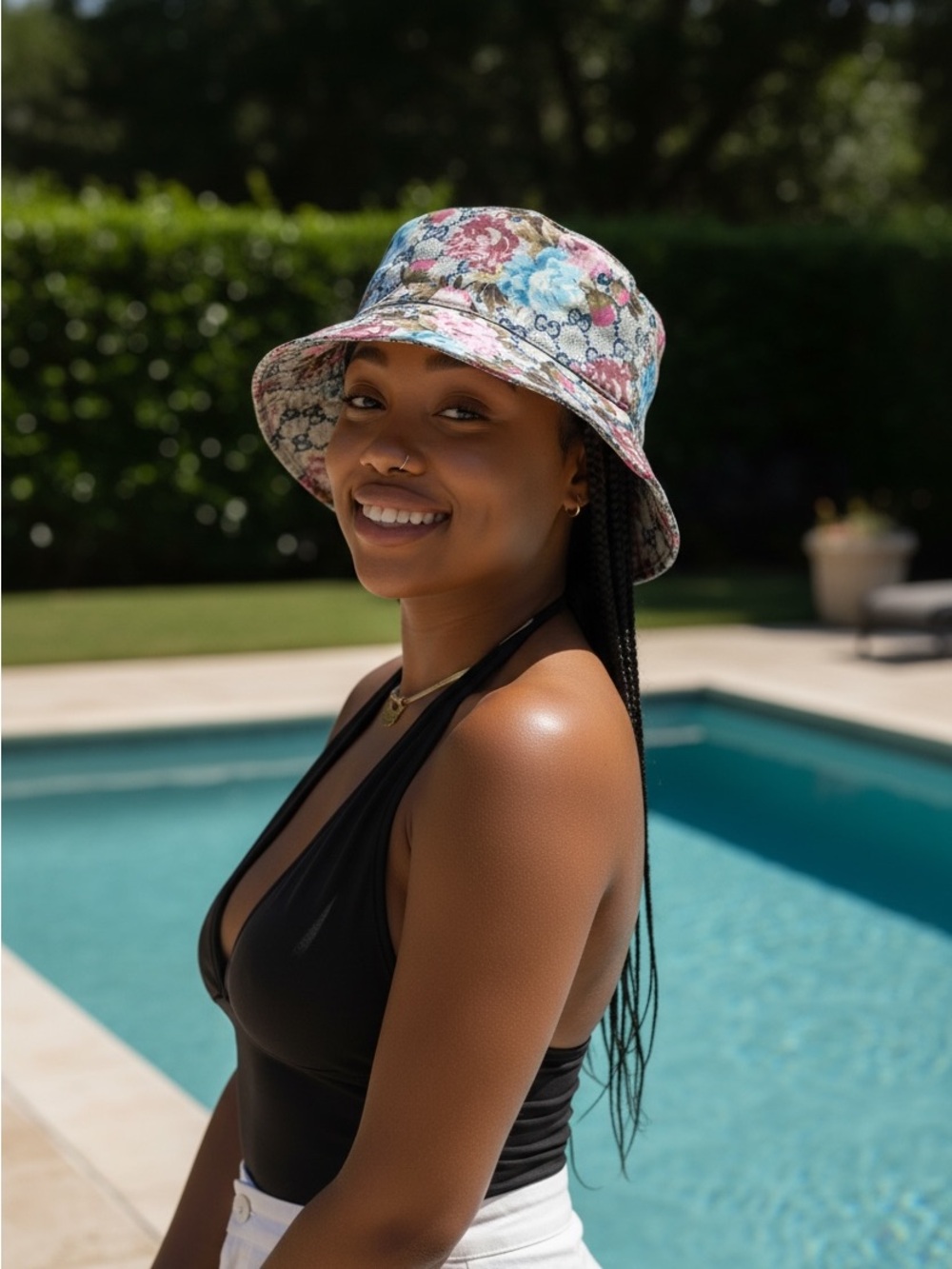 GG Supreme Floral Bucket Hat monogram Multicolor small-medium NEW
